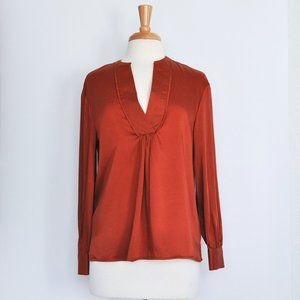 Who What Wear Rust V Neck Blouse